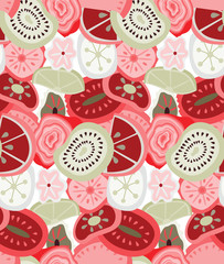 Tropical fruit slices red