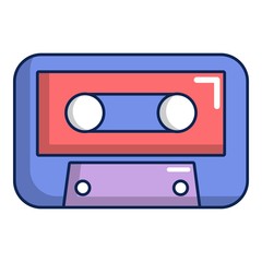 Cassete tape icon, cartoon style