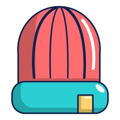 Winter hat cap icon, cartoon style