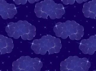 Fotobehang Vector seamless pattern with stars clouds and sky © Zebra Finch
