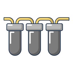 Triple water filter icon, cartoon style