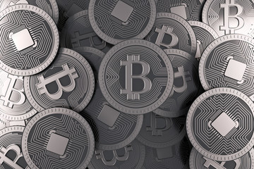 Silver bitcoin background