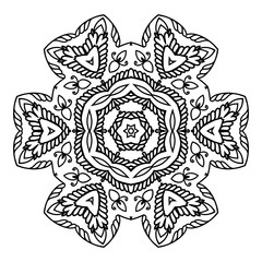 Mandala. Black and white decorative element. Picture for coloring.
