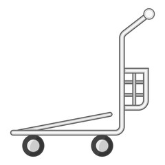 Cargo basket shopping cart icon, cartoon style