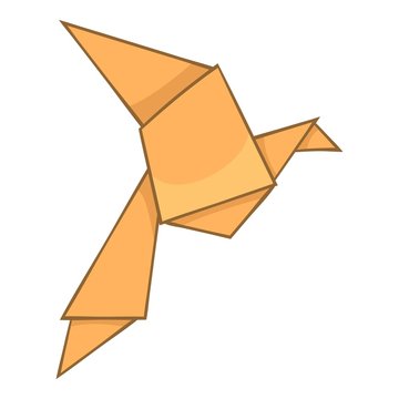 Origami bird icon, cartoon style