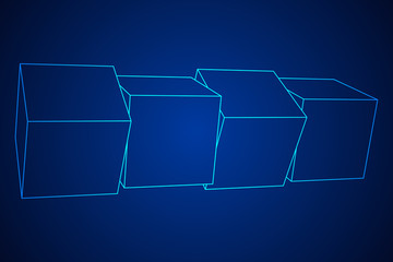 Obraz premium Mesh low poly cubes elements. Digital Data Visualization Concept. Vector Illustration.