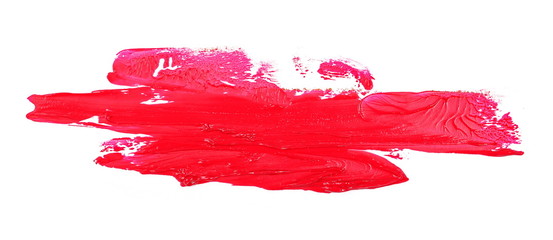 Red  grunge brush strokes oil paint isolated on white background