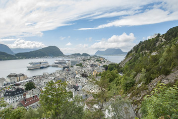 Alesund city view from south of Aksla