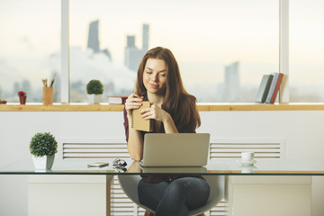 Pretty lady working on project