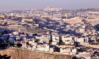 Fototapeta na wymiar Jerusalem Old City panorama January 2010