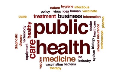 Public health animated word cloud, text design animation.