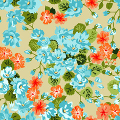 Simple gentle pattern in small-scale flower. Millefleurs. Liberty style. Floral seamless background for textile or book covers, manufacturing, wallpapers, print, gift wrap and scrapbooking.