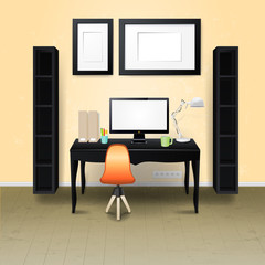 Workplace room. Vector illustration of modern office. Stylish and modern interior.