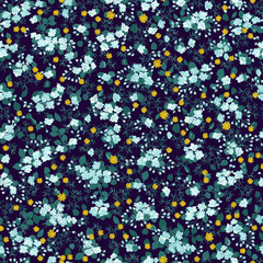 Simple gentle pattern in small-scale flower. Millefleurs. Liberty style. Floral seamless background for textile or book covers, manufacturing, wallpapers, print, gift wrap and scrapbooking.