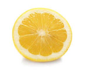 Delicious sliced lemon on white background