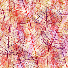 Naklejki  Wzór z ażurowymi liśćmi. Ręcznie robione tło jesień. Ilustracja wektorowa