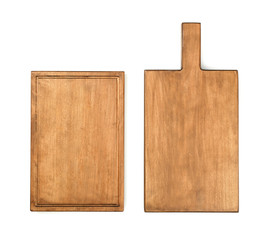 Wooden boards on white background