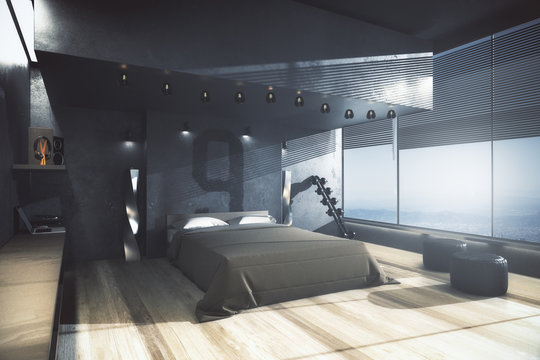 Male bedroom, style concept