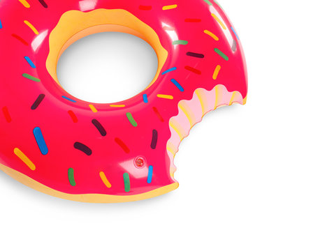 Big inflatable donut on white background