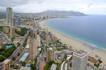 Obraz premium Aerial view of Benidorm, Alicante, Spain.