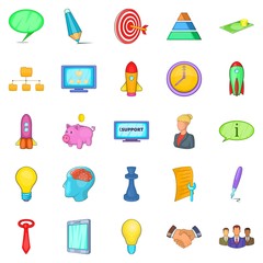 Group icons set, cartoon style