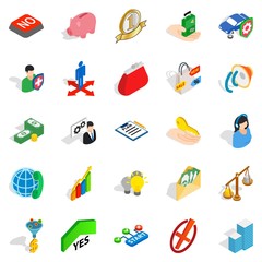 Planning icons set, isometric style