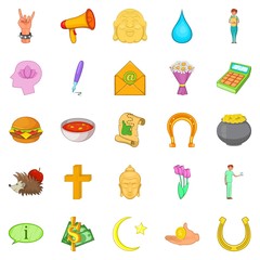 Mercy icons set, cartoon style