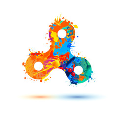 Hand spinner toy. Vector splash paint