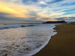 Sunset over the 9 kilometre beach in Porto Santo, Portugal