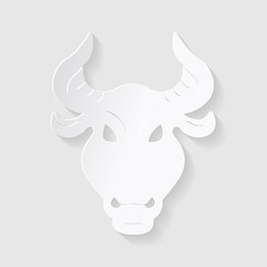 Horoscope paper cut style. Concept of the head of a ram for Taurus. Vector illustration