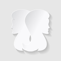 Horoscope paper cut style. Concept for Gemini. Vector illustration