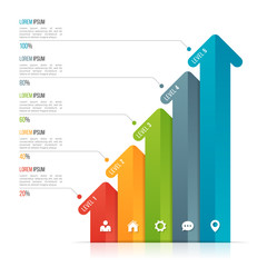 Arrow infographic template for data visualization. 5 options, levels, steps.