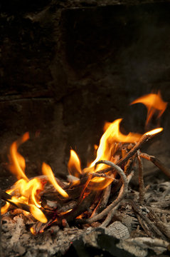 ambiance des flammes du feu de bois à l'extérieur