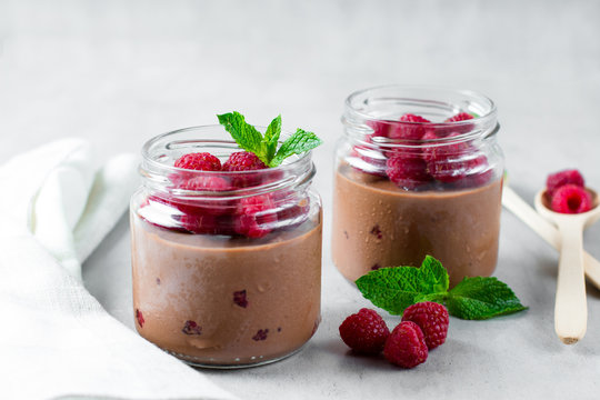 Chocolate mousse with raspberry