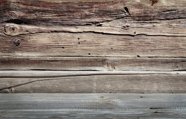 Naklejka premium Old, dirtied and eaten by plankwood boards as a background to everything