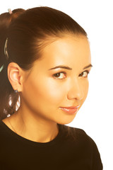 Fototapeta premium Beautiful young woman face. 