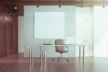 Gray CEO office, square poster, toned