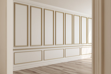 Empty beige room, side view