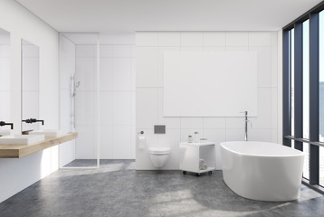 Fototapeta na wymiar Modern white bathroom interior, poster