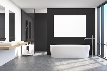 Fototapeta na wymiar Modern black bathroom interior, poster
