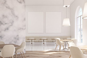 Luxury marble cafe, two posters