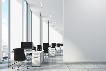 White open office, white wall right