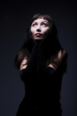 beauty woman in dark
