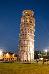 Leaning Tower of Pisa at night