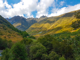 Beautiful landscape of the mountains near the Pyrenees village Ainsa, Spain