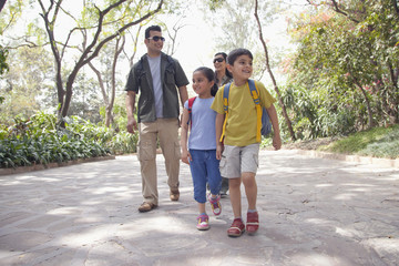 Family going for a walk