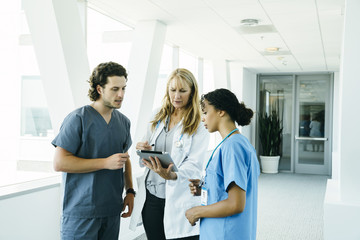 Group of medical professionals, doctor, nurses, in hospital 