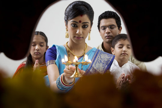Bengali family doing a puja 
