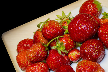 strawberries on a plate. Top view