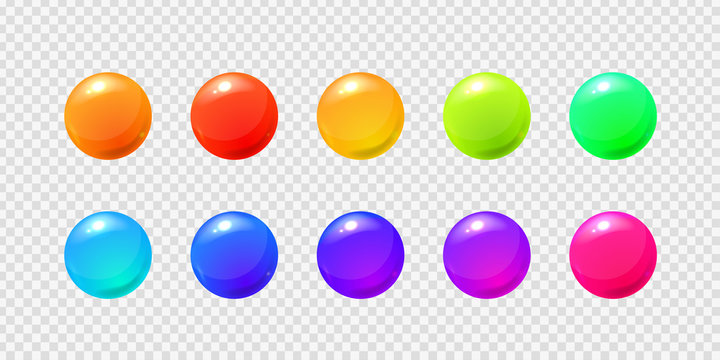 Vector set of realistic isolated sphere balls on the transparent background for decoration and covering.